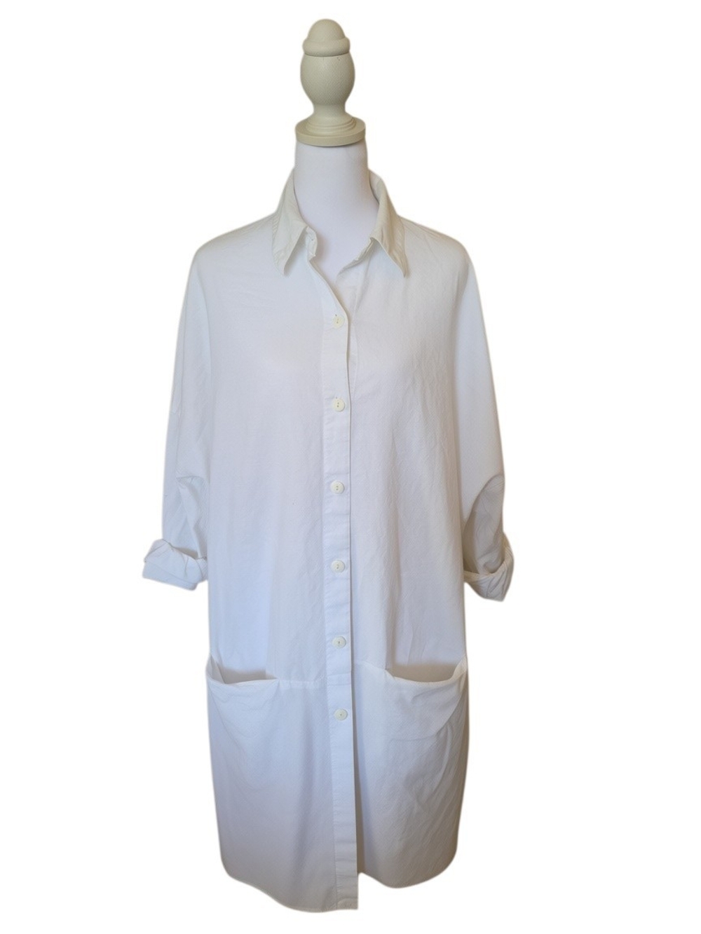 Dotti White Button-Front Trench Shirt Dress